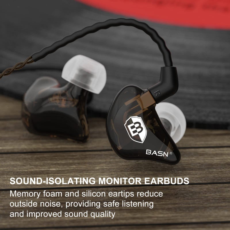 BASN in Ear Monitor Headphones for Musicians, Bsinger 2nd Generation Sound Isolating Earphones with Dual Dynamic Drivers Detachable MMCX Cable (Brown)â€¦ - Image 3